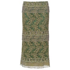Dolce & Gabbana Beaded Chartreuse Lace Evening Skirt, ss 2000