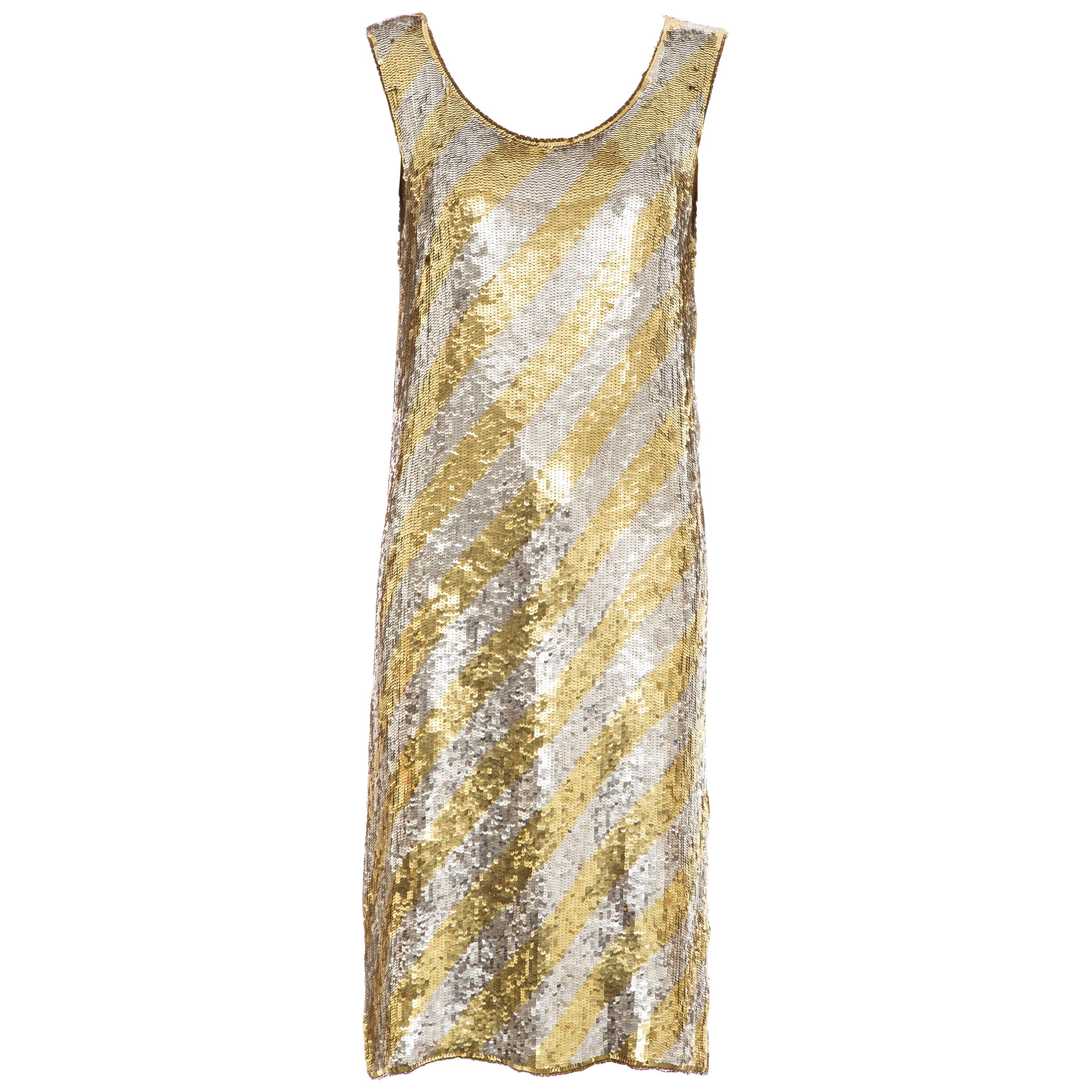  Marc Bohan for Christian Dior Embroidered Sequin Dress, Circa 1970s For Sale