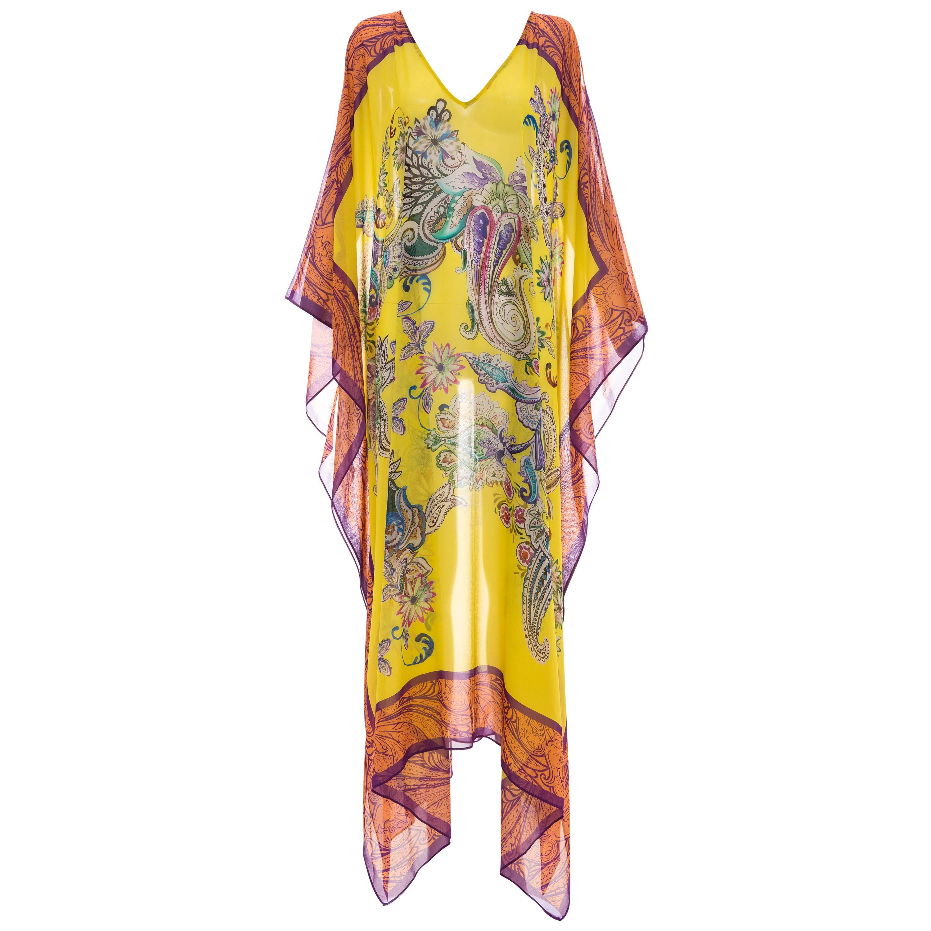 Etro Silk Chiffon Paisley Printed Kaftan