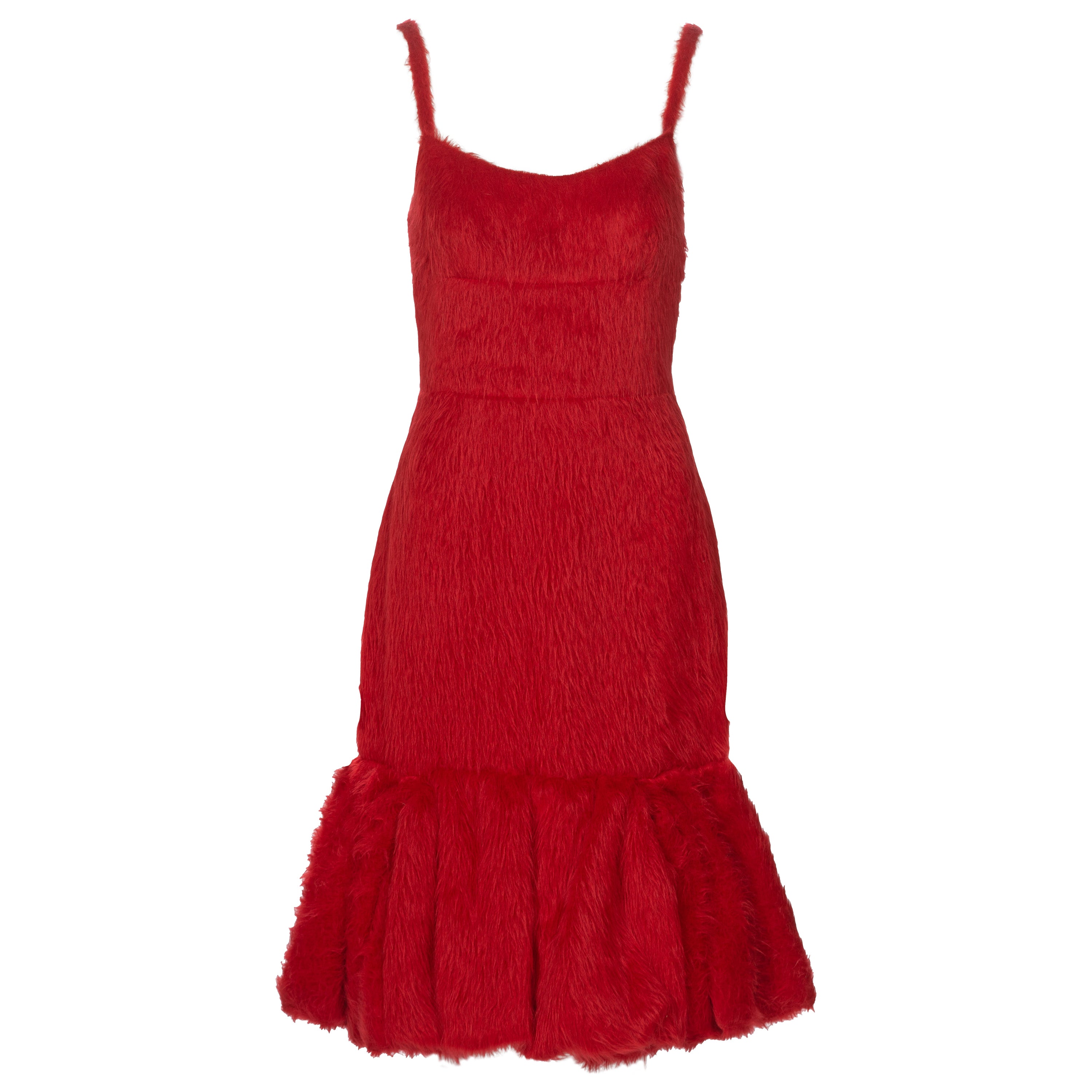 Prada by Miuccia Prada Red Brushed Alpaca Silk Cocktail Dress, fw 2017 For Sale