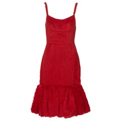 Vintage Prada by Miuccia Prada Red Brushed Alpaca Silk Cocktail Dress, fw 2017