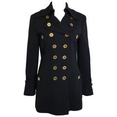 Moschino Couture Black Wool Gold Buttons Double Breasted Jacket 12