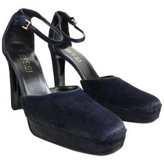 Gucci by Tom Ford Navy Horse-Bit Strap Pumps 5