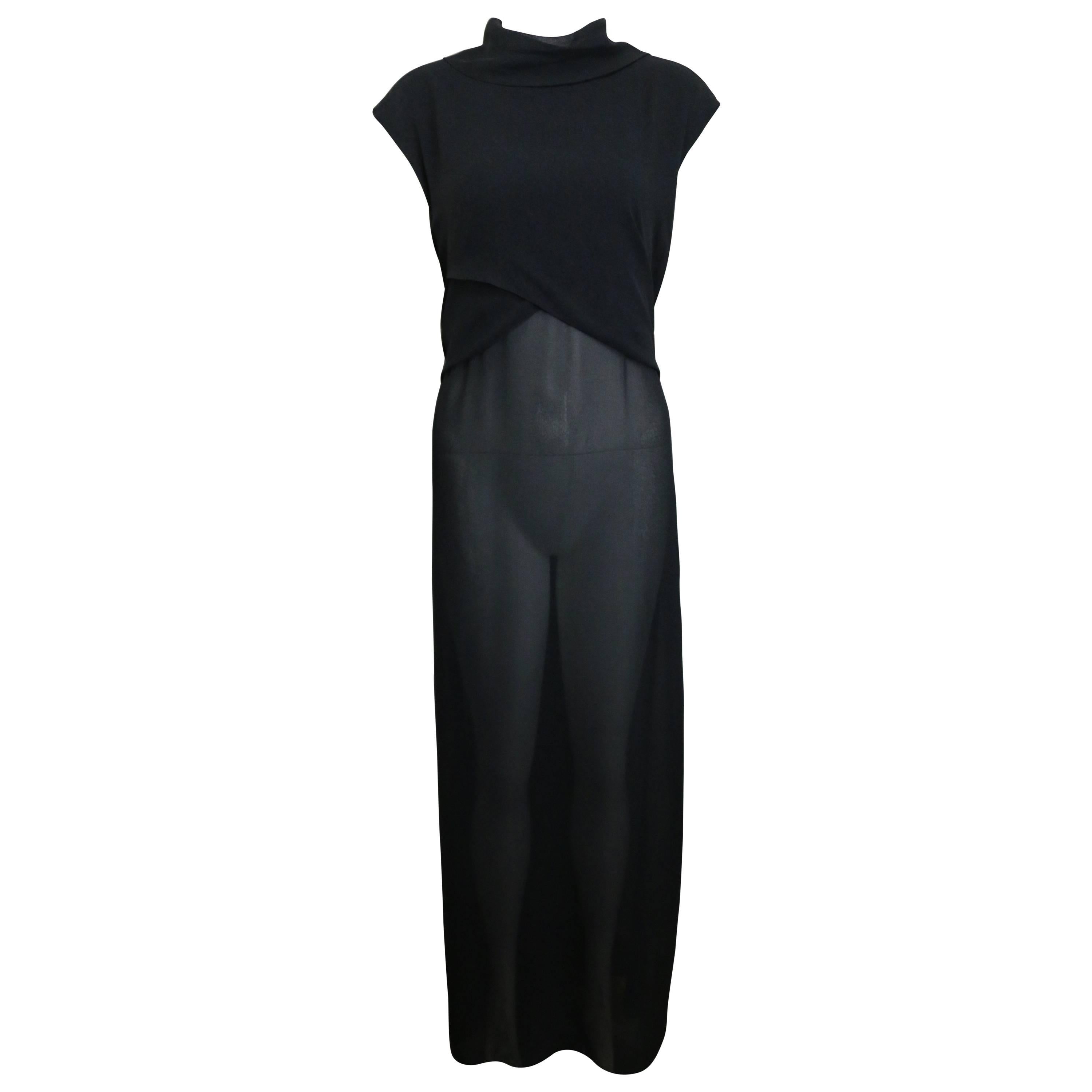 Chanel Black Two Layers Back Split Wrap Maxi Dress 