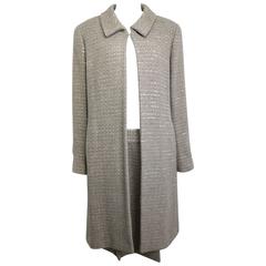 Chanel Grey/Camel Tweed Coat/Skirt Ensemble with Gold and Silver Sequins 12