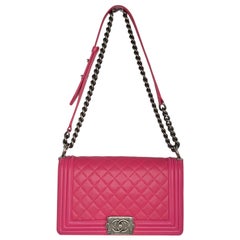 Chanel 2014 Gestepptes Lammfell Old Medium Boy Klappe Rosa