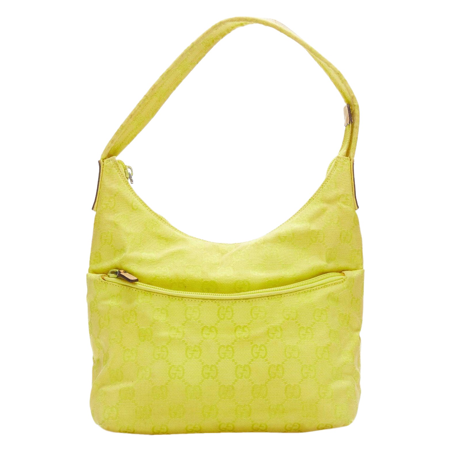 GUCCI Vintage yellow GG monogram canvas small hobo shoulder bag For Sale