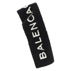 Vintage rare BALENCIAGA Demna 2016 Runway iconic B&W logo lambskin shearling fur scarf