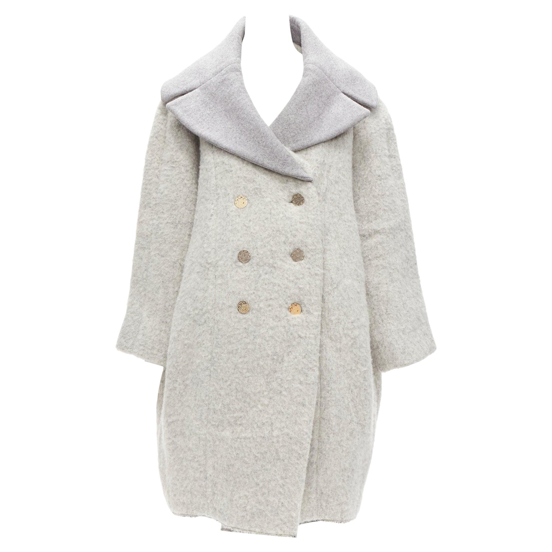 OLD CELINE Phoebe Philo 2013 Runway manteau cocon en laine alpaca grise FR38 M en vente