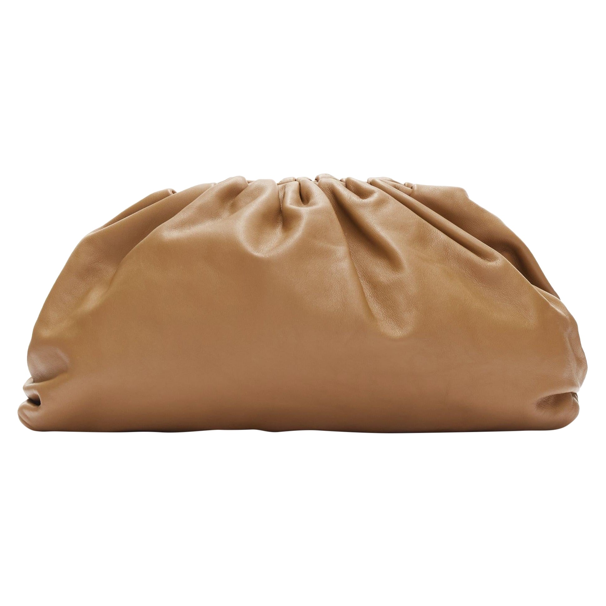 BOTTEGA VENETA The Pouch brown leather dumpling clutch bag For Sale