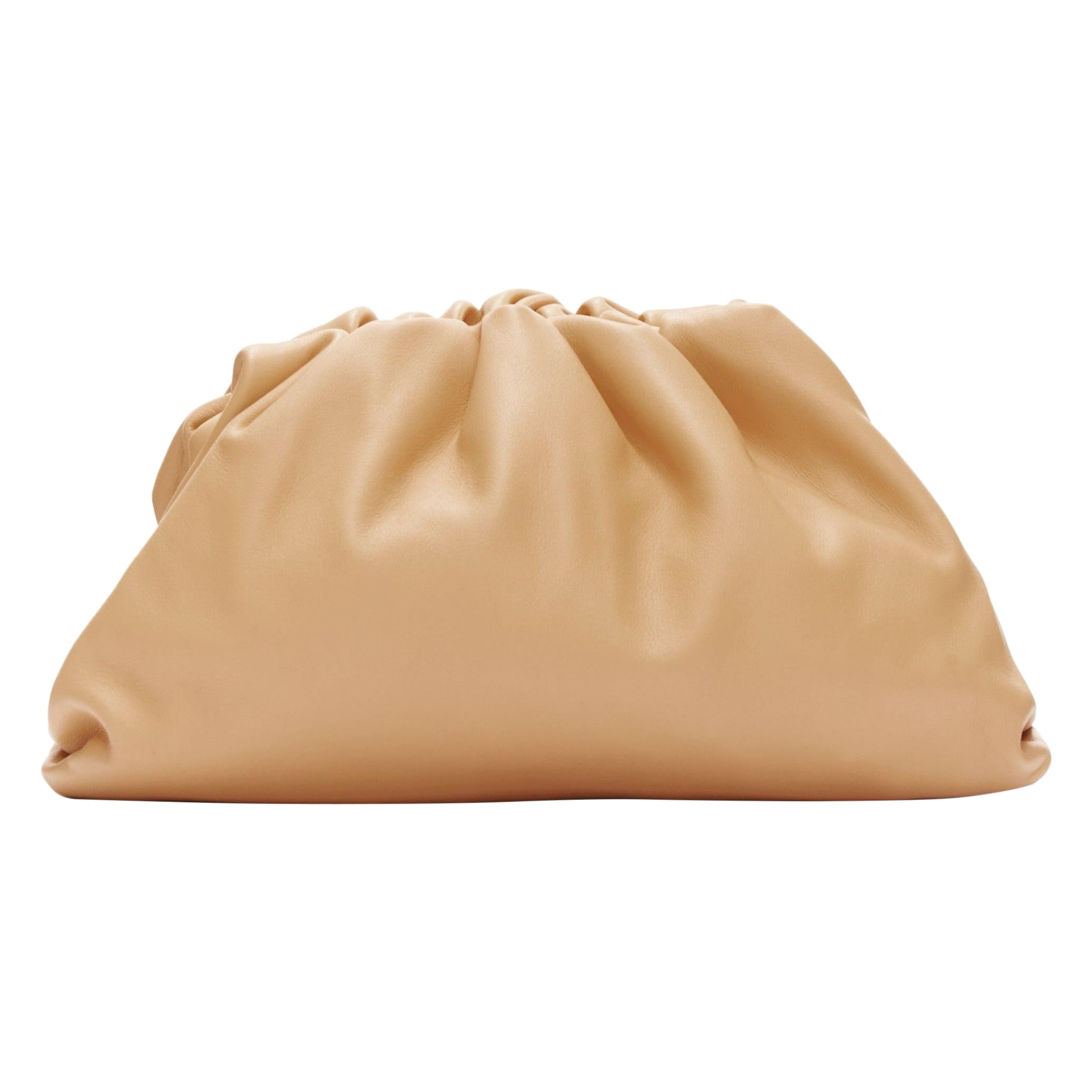 BOTTEGA VENETA The Pouch Small tan brown leather dumpling clutch bag For Sale