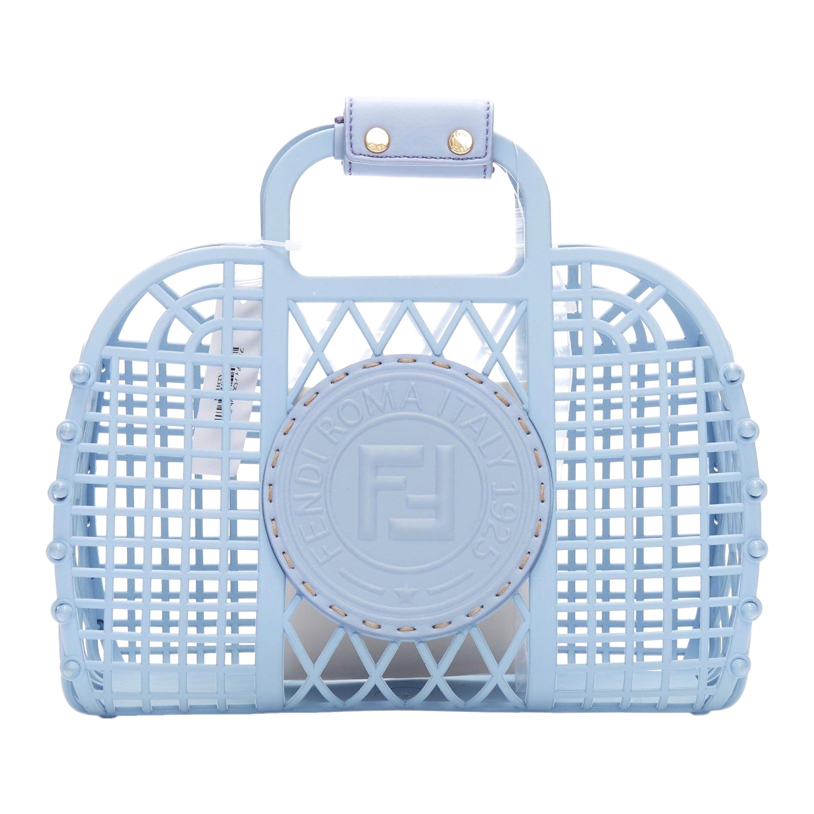 new FENDI Recycled Plastic Vitello Liberty Matte blue FF picnic basket bag For Sale