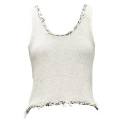 CHANEL 05C 100% cashmere cream CC logo intarsia knit camisole vest FR38 M