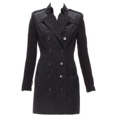 Burberry trench-coat noir en coton avec manches en dentelle UK6 XS