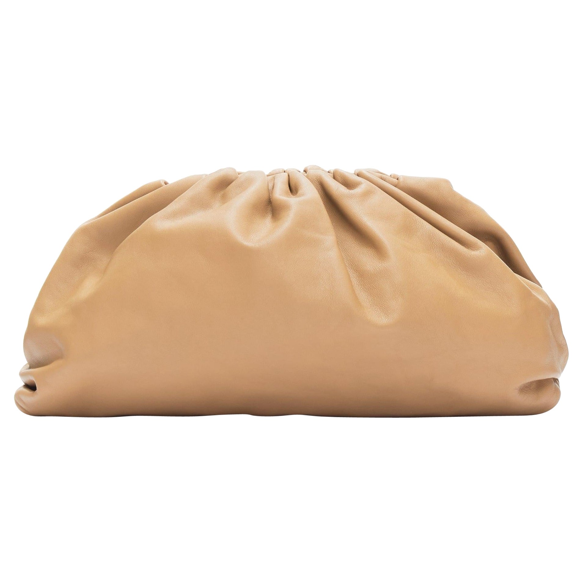 BOTTEGA VENETA The Pouch tan leather dumpling clutch bag For Sale