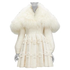 Vintage rare ALEXANDER MCQUEEN Sarah Burton 2012 Runway shearling coat dress IT38 XS