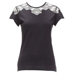 BALENCIAGA T'S 2008 black lace shoulder insert black tshirt top FR38 M