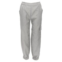 CECILIE BAHNSEN Jackson Graue Matelasse-Klappbrisur-Hose mit Frachtband UK6 XS