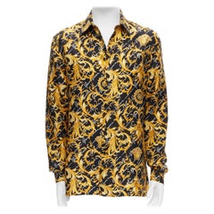 new VERSACE silk La Medusa Barocco Gianni Signature black gold shirt EU41 XL