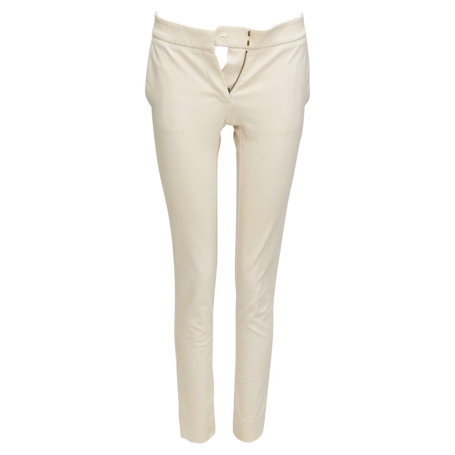 STELLA MCCARTNEY cream cotton blend stretchy cropped skinny pants IT38 XS For Sale
