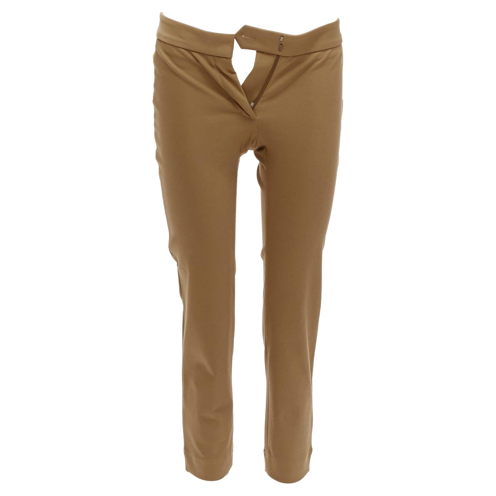 STELLA MCCARTNEY tan brown cotton blend stretchy cropped pants IT38 XS For Sale