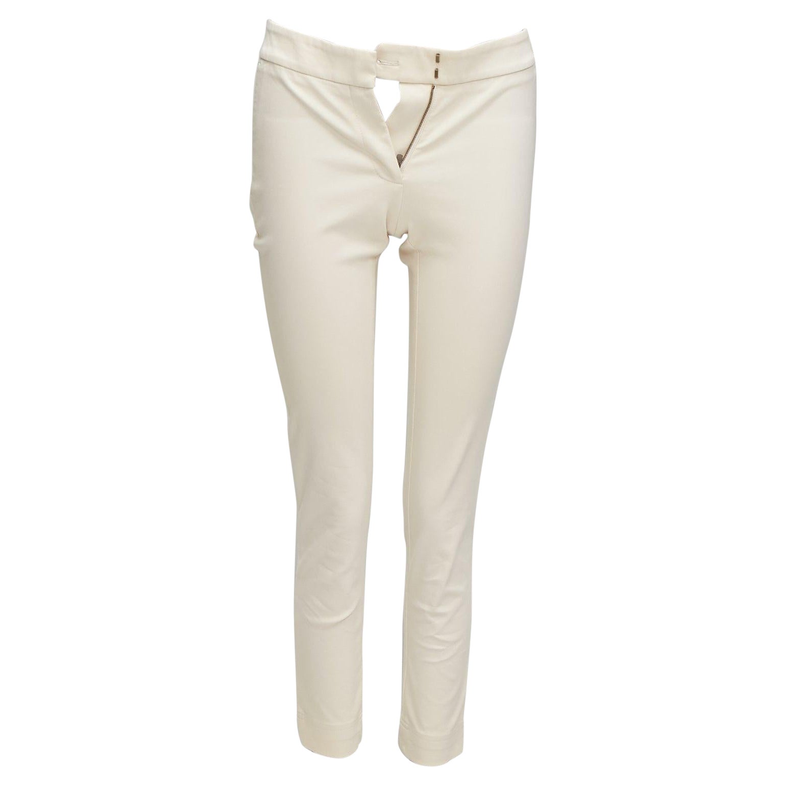 STELLA MCCARTNEY cream cotton blend stretchy cropped skinny pants IT38 XS