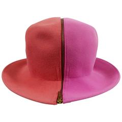 1990s ESCADA Pink Felt Zipper Hat