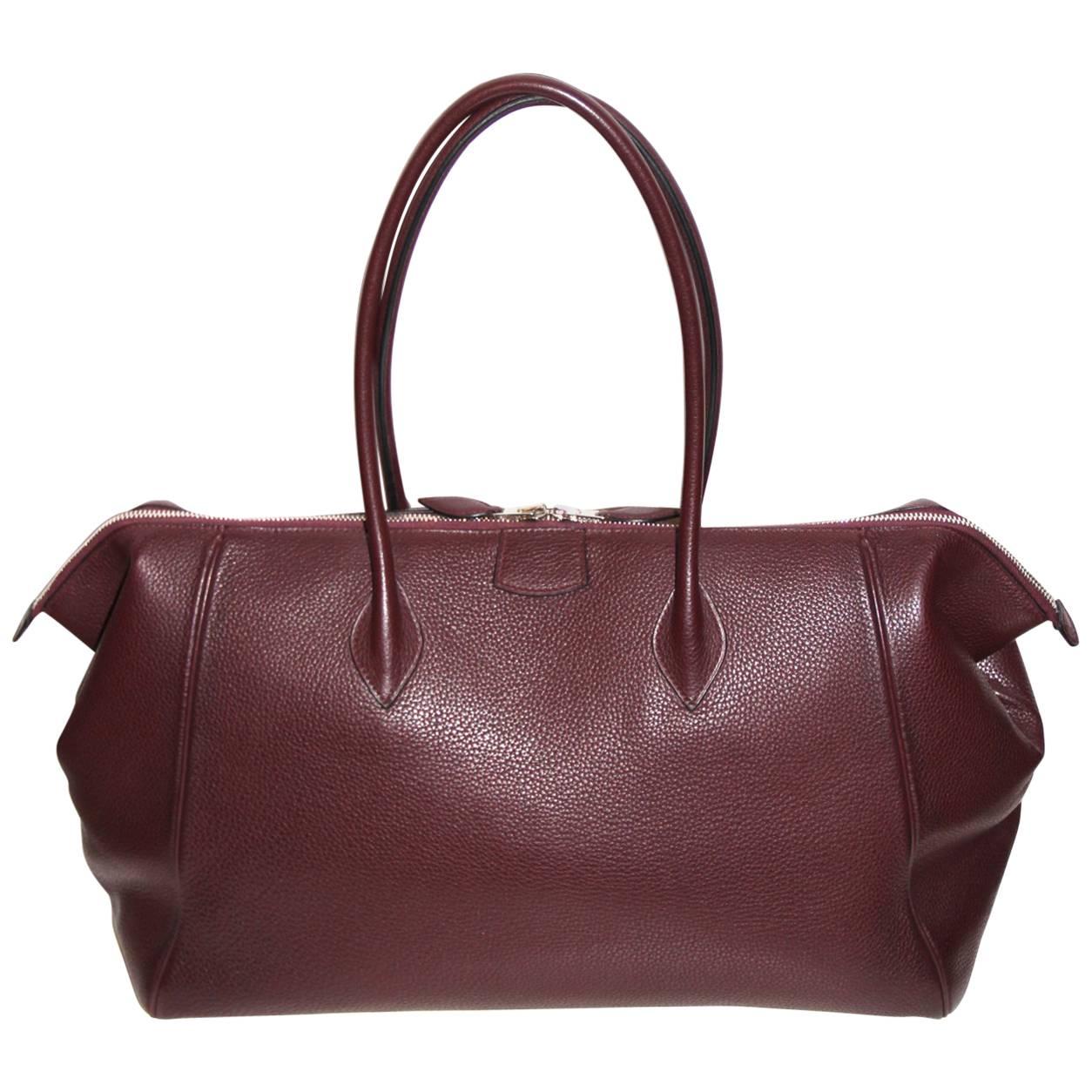 Hermes Paris Bombay Shoulder Bag Tote Prune Togo Leather