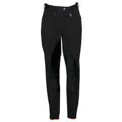 Hermes Black Riding Horse Pants - Stretch Cotton and Suede - Size S