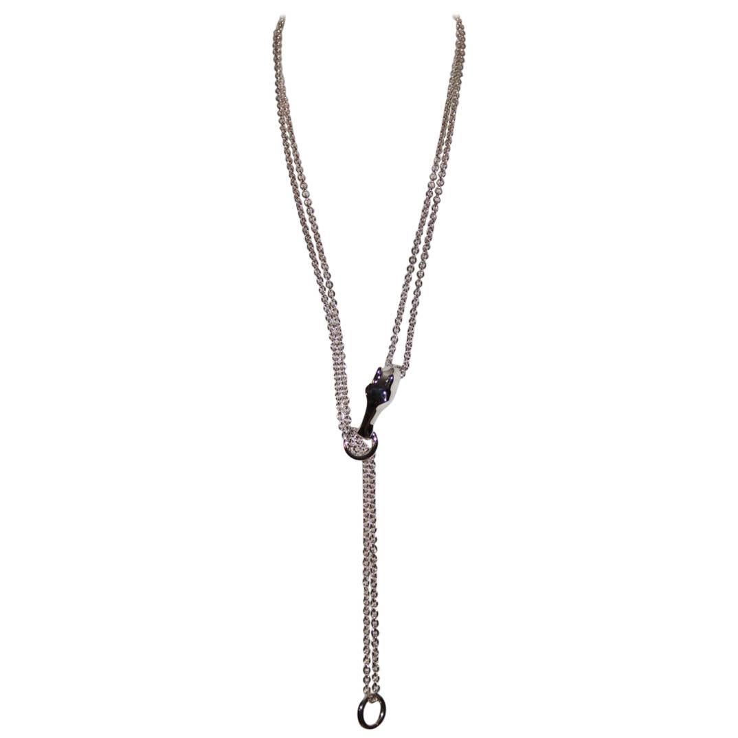 Hermes Sterling Silver Galop Long Necklace GM 