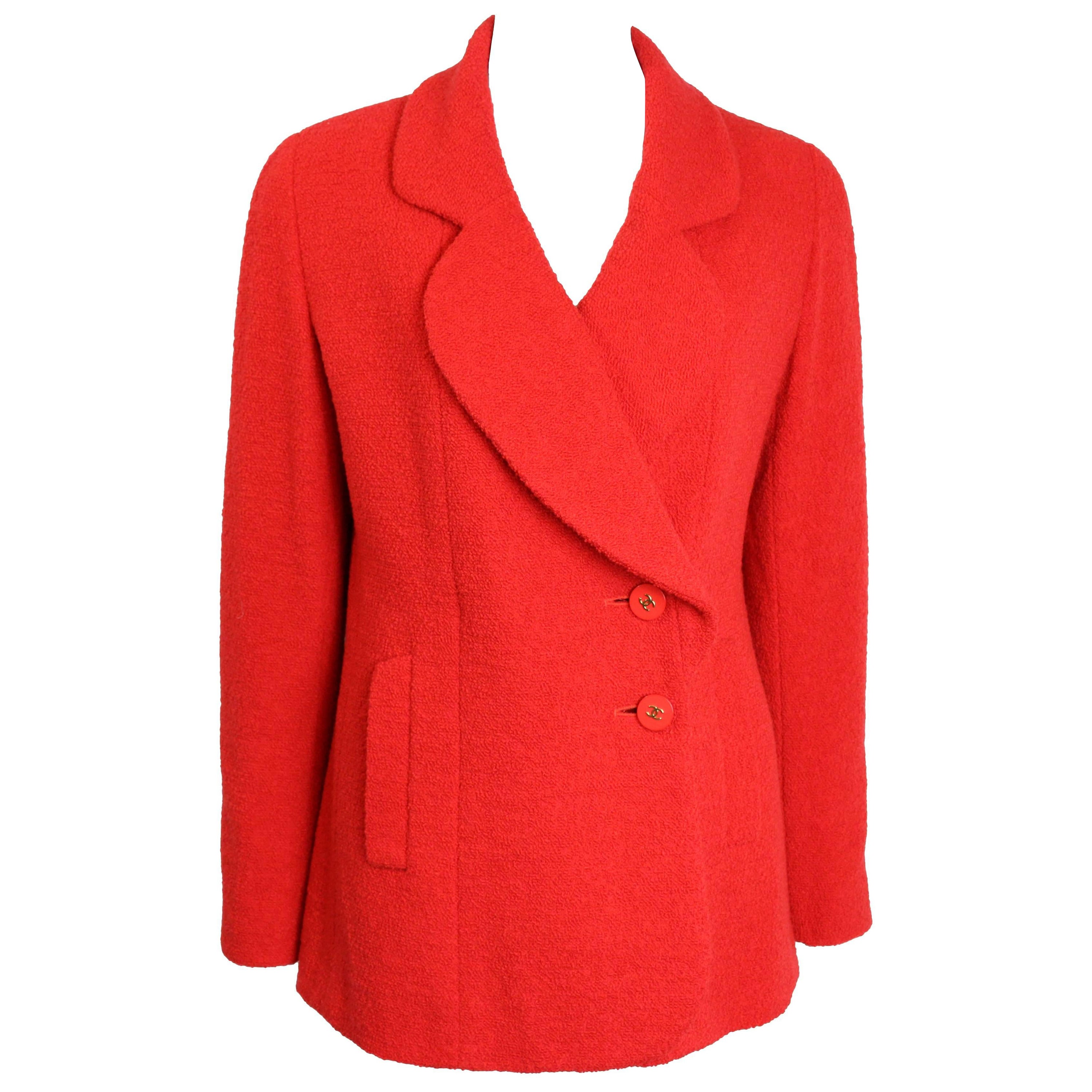 Chanel Red Wool Jacket (Unworn With Original Tag) For Sale