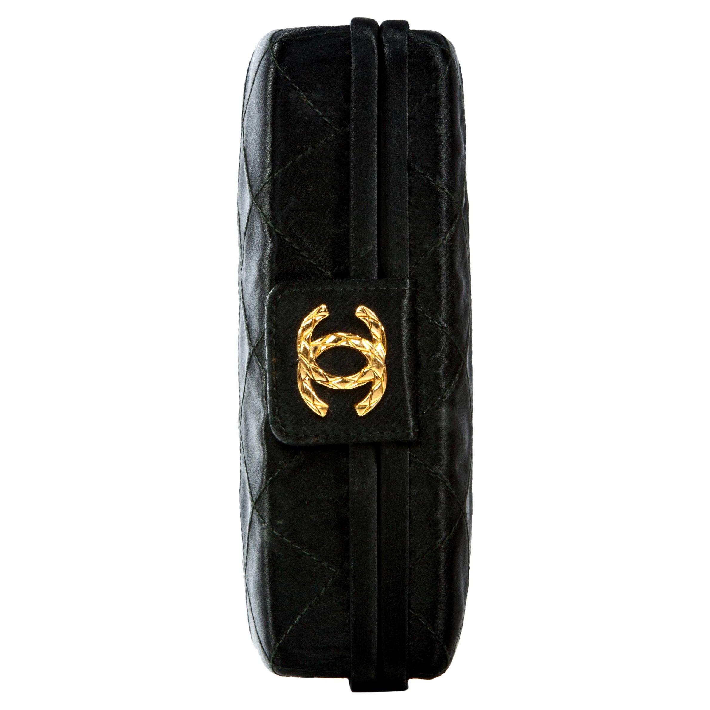 Chanel 90's Satin Silk Quilted Mini Gala Red Carpet Clutch  For Sale