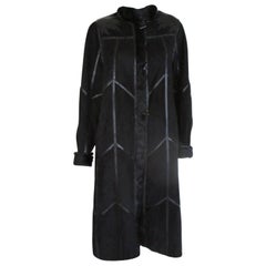 Cappotto reversibile in pelle scamosciata e pelliccia nera