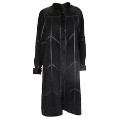 Manteau réversible en daim et fourrure noirs 