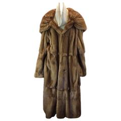 Custom Made Brown Hooded Mink Fur Swing Coat