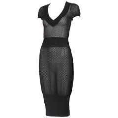 Alaia Black Open Knit Net Dress
