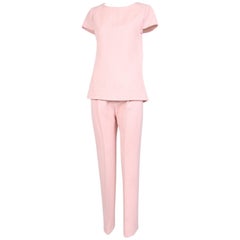 1960's Courreges for Harrods Baby Pink Tunic Top & Trouser Pant Ensemble