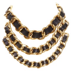 rare CHANEL Collection 26 Vintage gold black triple chain choker Kim Kardashian