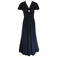1970s Giorgio Sant Angelo Vintage Black Jersey 70s Sexy Boho Keyhole Maxi Dress 5