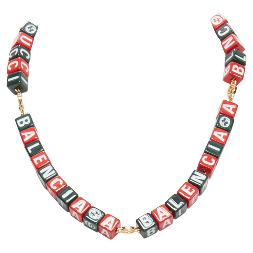 new GUCCI BALENCIAGA 2021 Hacker Project Symbols red green cubes short necklace For Sale