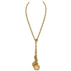 chanel lariat necklace 1970s Chanel Gold Coin Lariat Necklace