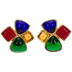 1980s Chanel Multicolor Gripoix Earrings