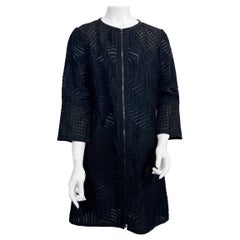 Andrew GN Black Cotton Lace Zip Coat Dress-Spring 2014 Collection-Size 40