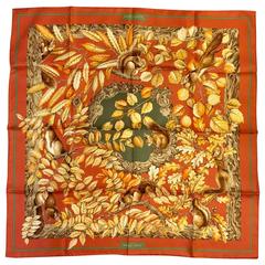 Hermes Casse Noisette Silk Twill Scarf by Antoine De Jacquelot Above Excellent 