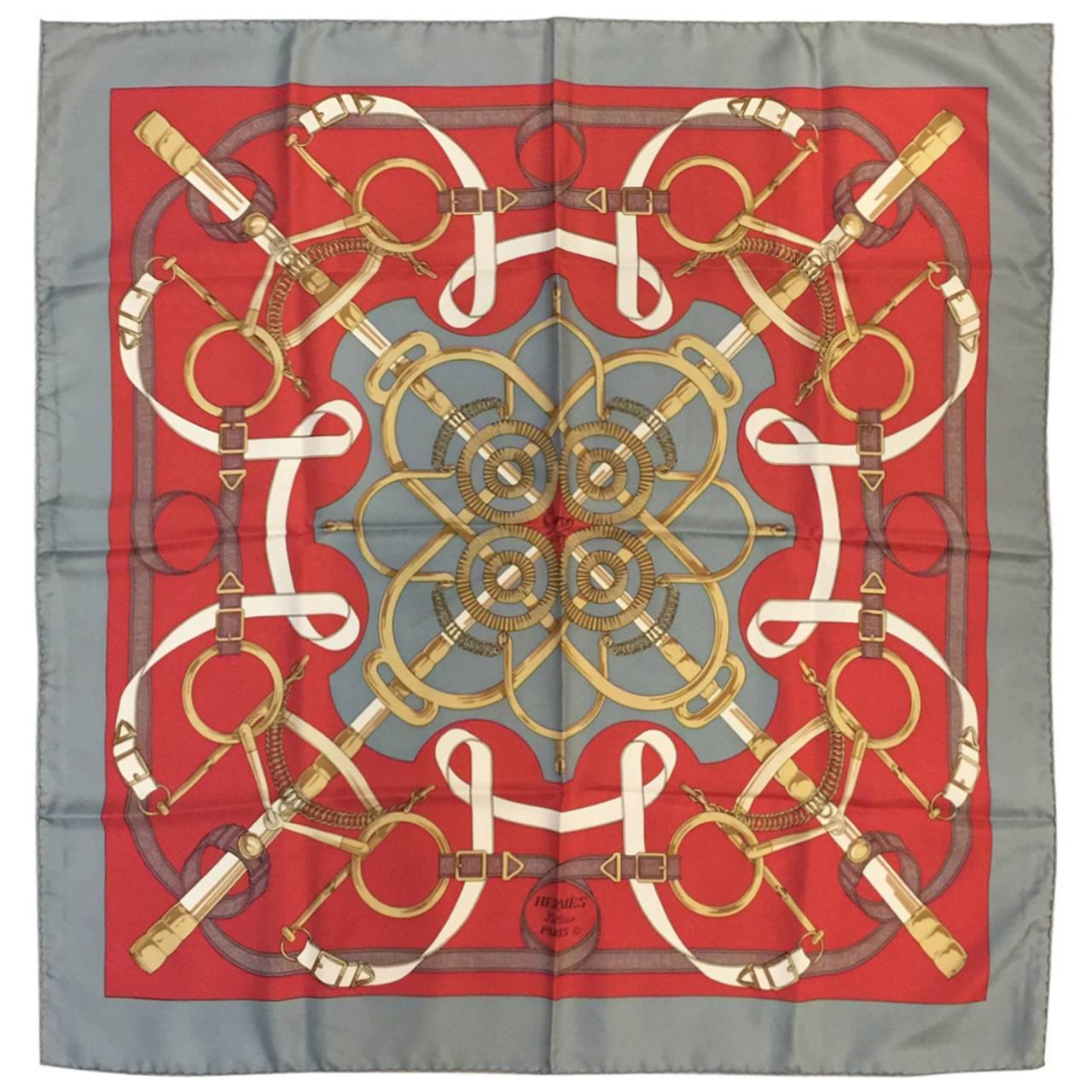 Hermes 100% Silk Twill Scarf Eperon d'Or by Henri d'Origny 
