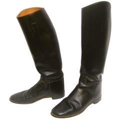 Vintage Men's English Equestrian Black Leather Boots  US Size 8.5