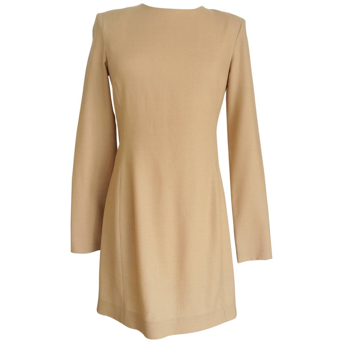 THE ROW Dress Sleek Long Sleeve Camel 8 fits 6 Versatile mint