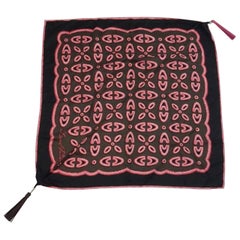 Louis Vuitton Pink, Black, and Brown Silk Print Scarf with Tassels 