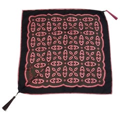 Louis Vuitton Pink, Black, and Brown Silk Print Scarf with Tassels