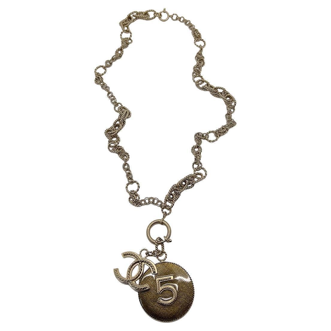 Vintage Chanel Statement No. 5 Rope Chain Charm Necklace 2013 For Sale
